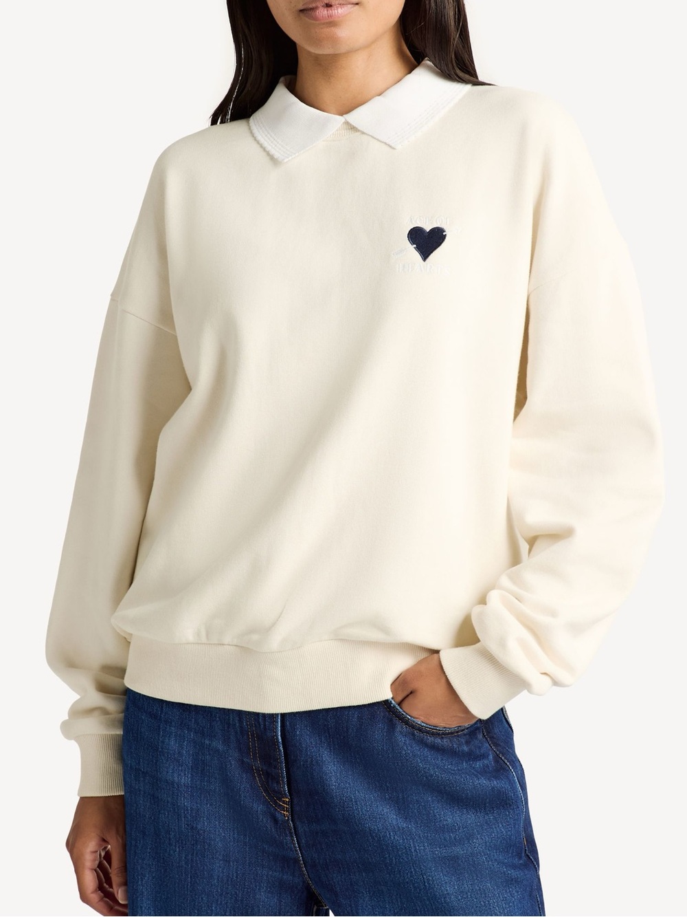 The Upside Natural Pascal Collared Crew Jumper Cream